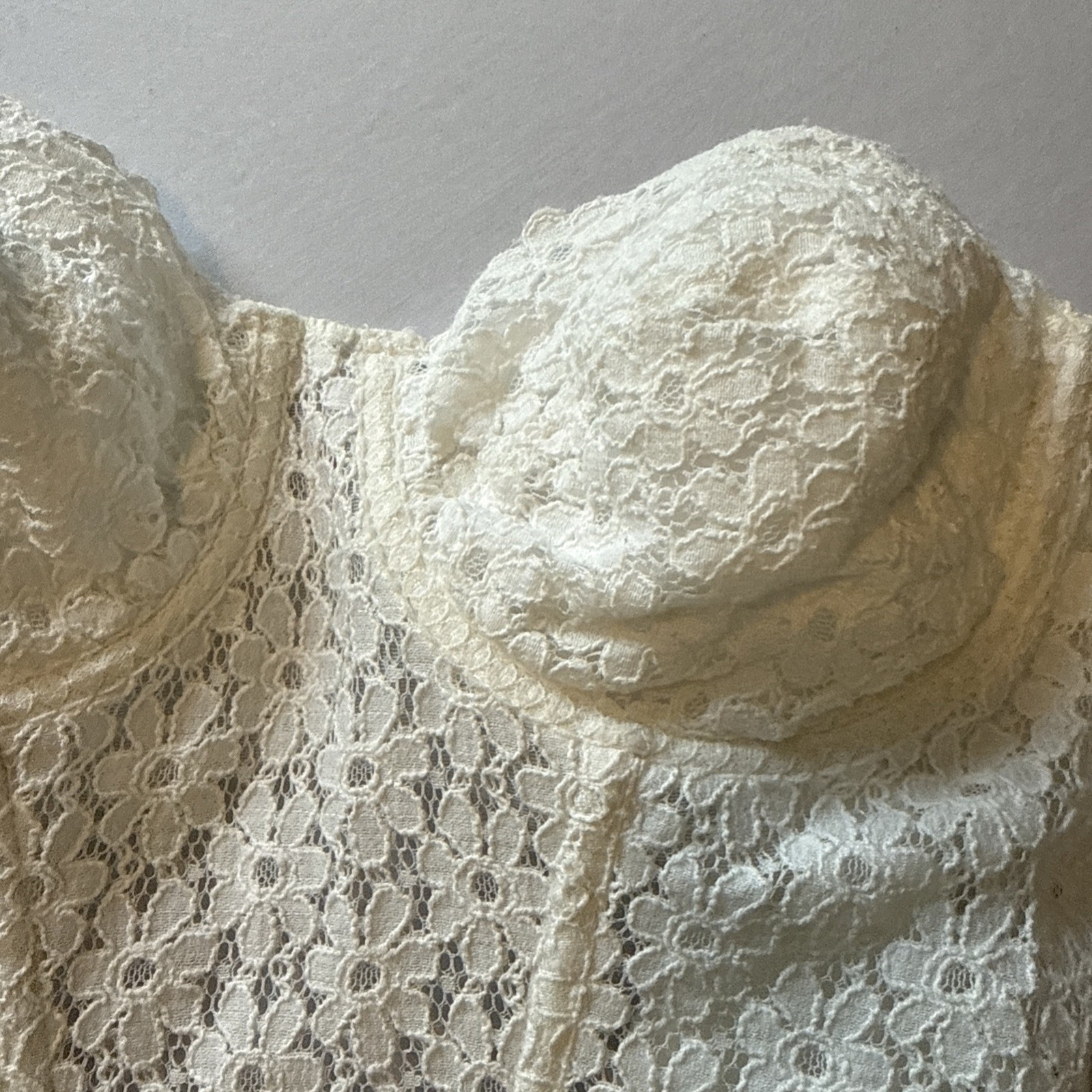 Vtg Maidenform Cotton Couture Lace Bustier Corset Top Y2K Coquette Bridal 38B
