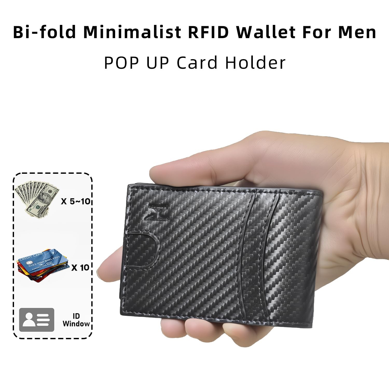 TOPFORGES Wallet for Men, Slim, Compact (4.52 x 2.95 x 0.86 inches), Black