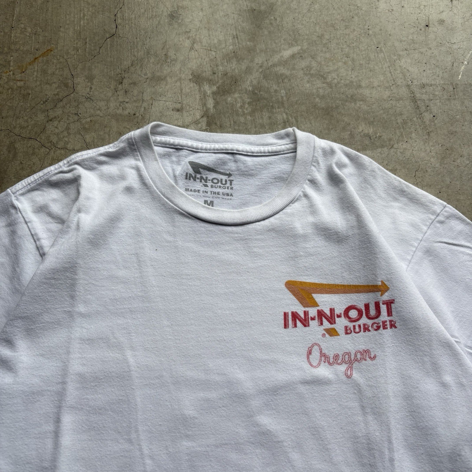 In-N-Out Burger Oregon Graphic Logo White Double-Sided Crew Neck Tee Men’s M