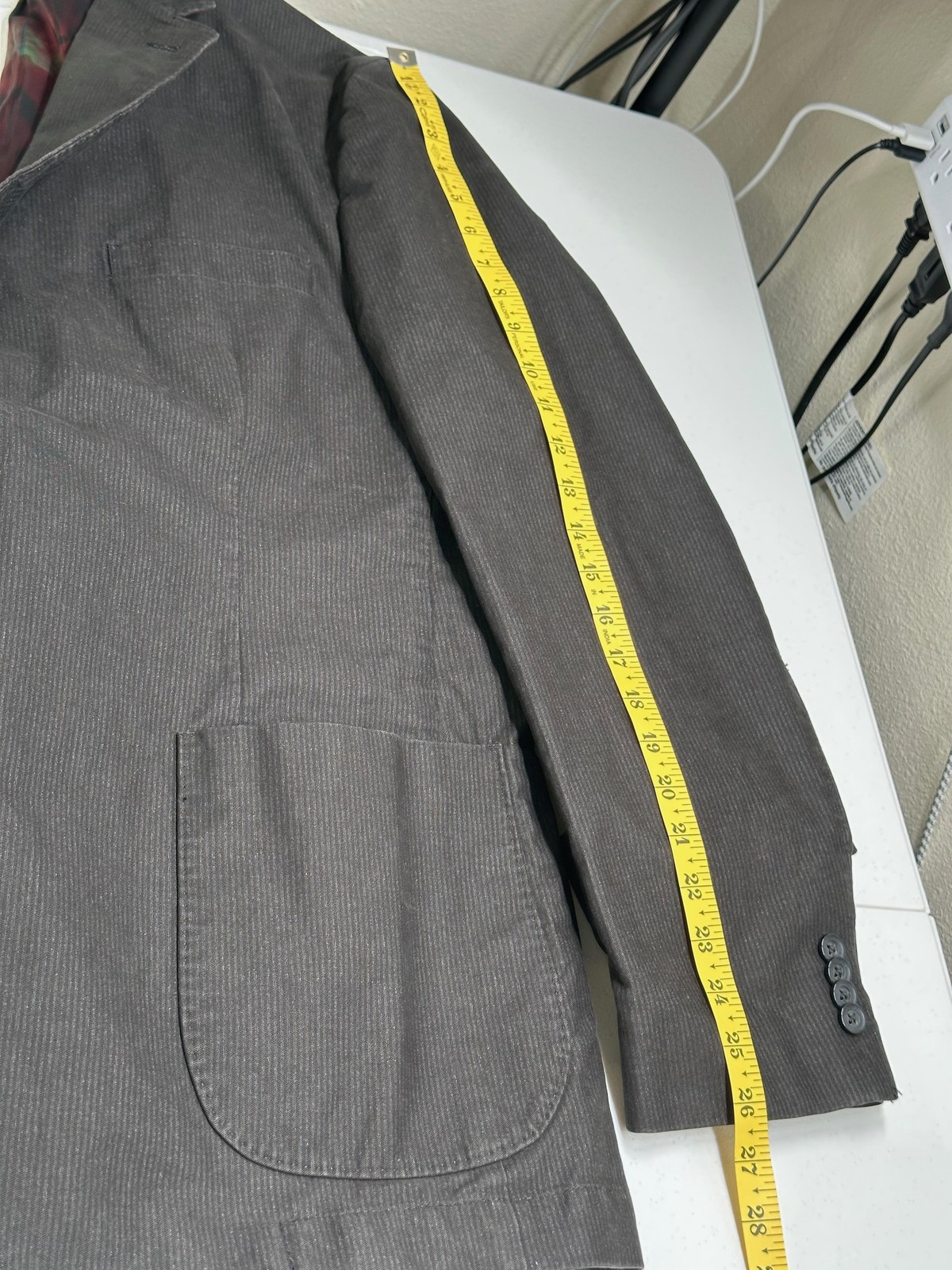 Kroon Blazer Men 44R Gray Bono Wash Jacket Sport Coat Cotton Smart Casual Office