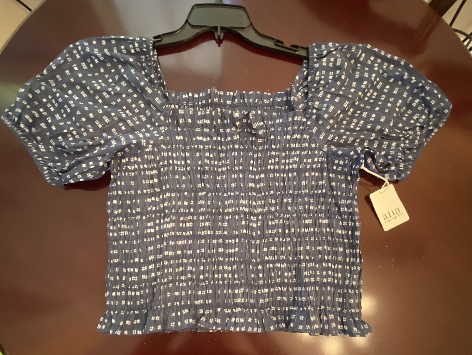 A.N.A Teen Midriff Top Navy Blue and Silver PXL New 98% Cotton