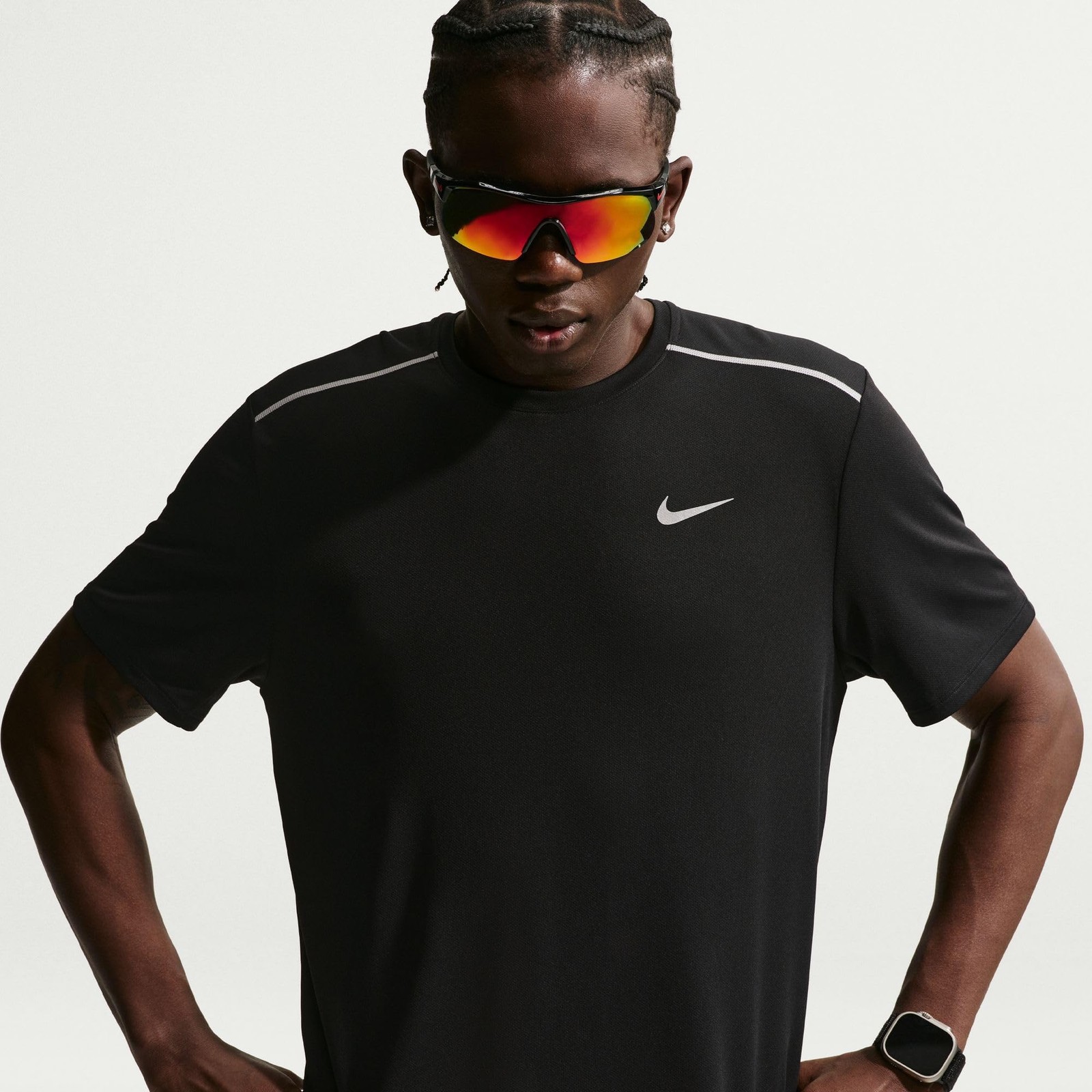 Nike Men’s Miler Dri-Fit Short-Sleeve Running Top – Black – XXL