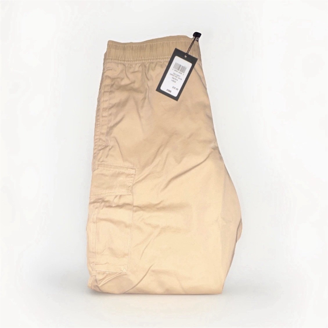 CSG Men’s Beige Cargo Pants L Regular Standard Fit Tapered Elastic SALE!