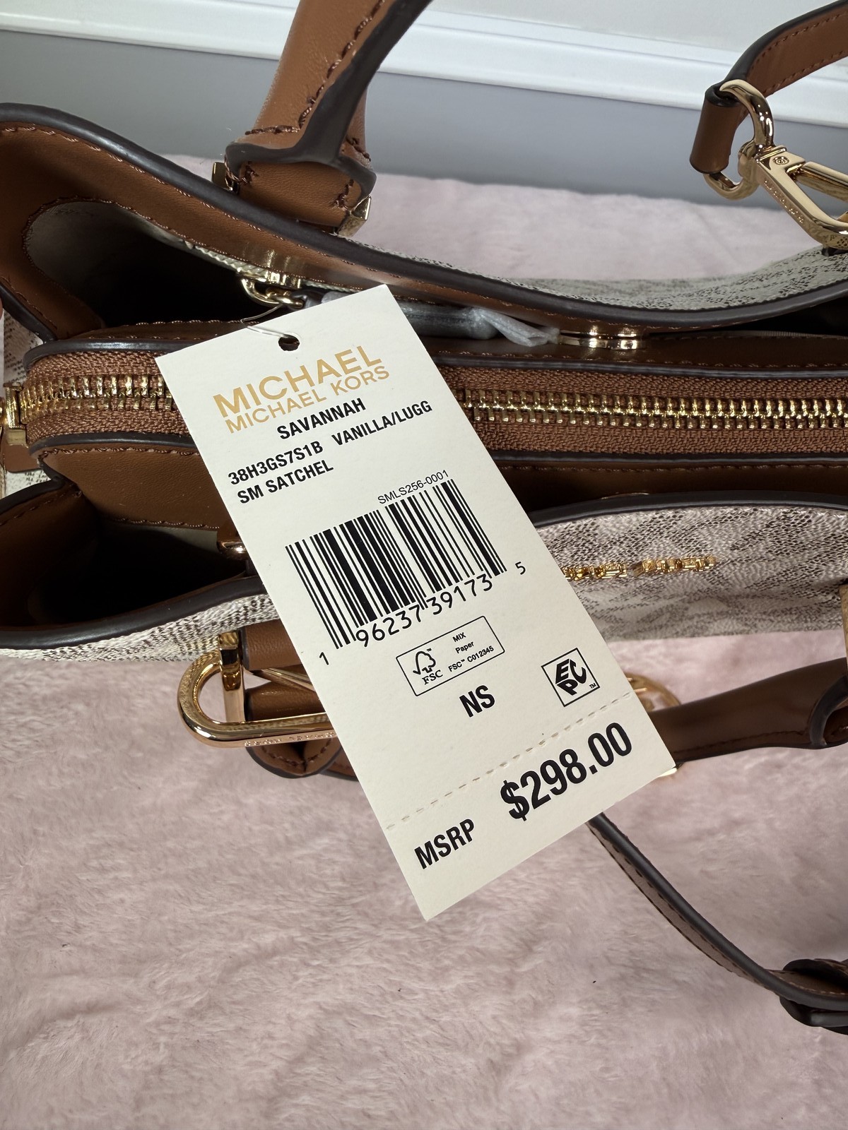 Michael Kors small satchel vanilla monogram