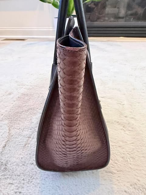Authentic Celine Luggage Phantom Bag Handbag Black Mint Python Leather