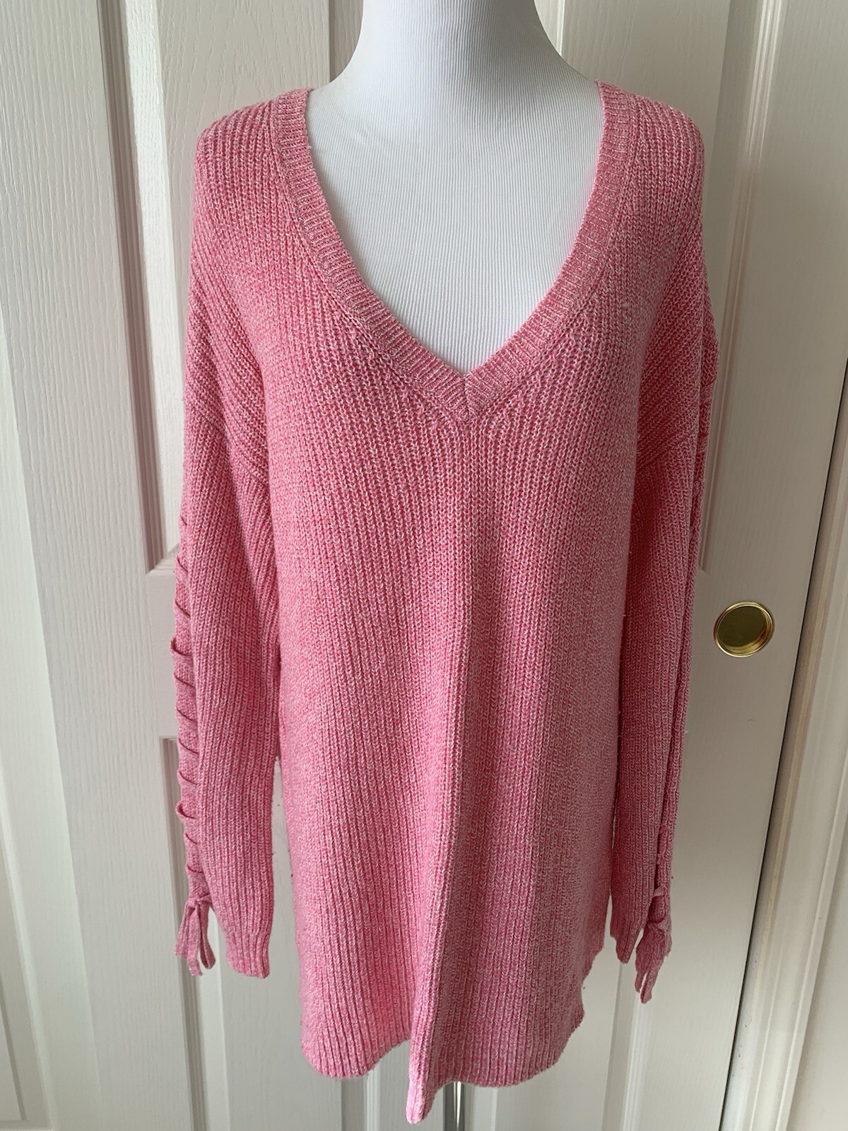 AMERICAN EAGLE PRETTY PINK COTTON ACRYLIC BLEND LONG SLEEVE SWEATER – SIZE M
