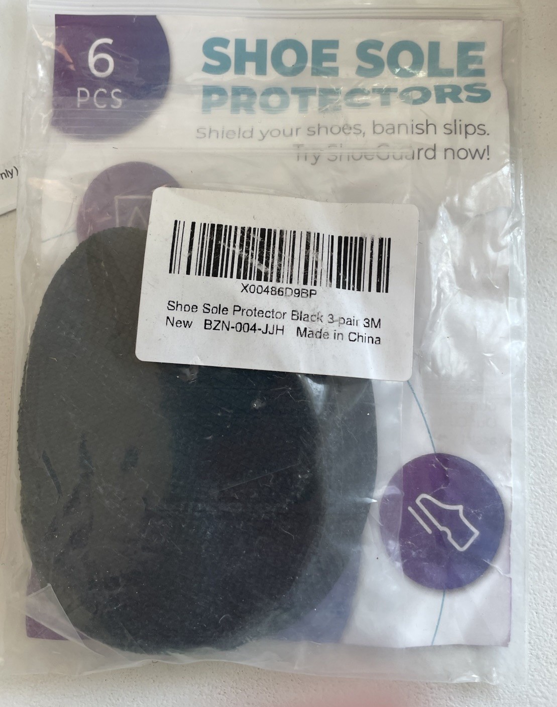 Bezos 3 Pairs Black Non Slip Shoe Pads Adhesive Sole Protectors NEW