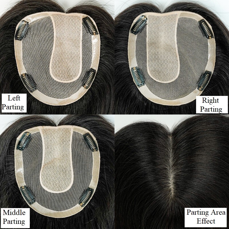 5.5″x6.3″ Left/Right/Middle Silk Top Part Best Virgin Human Hair Topper 10″~18″