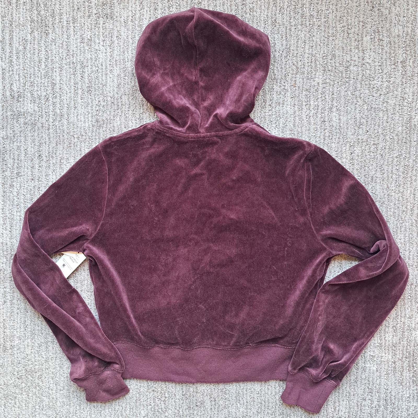 NWT New Vintage Thalia Sodi Suede-feel Burgandy Hoodie Hooded Jacket Size Small