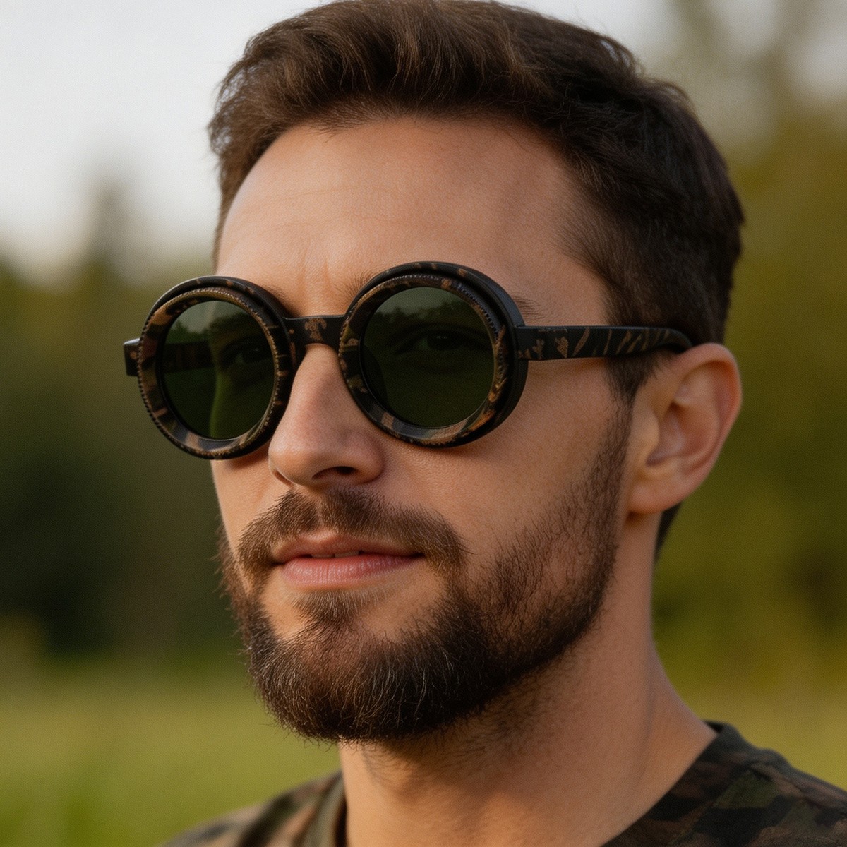 Polarized UV400 round frame sunglasses for men lightweight comfortable full