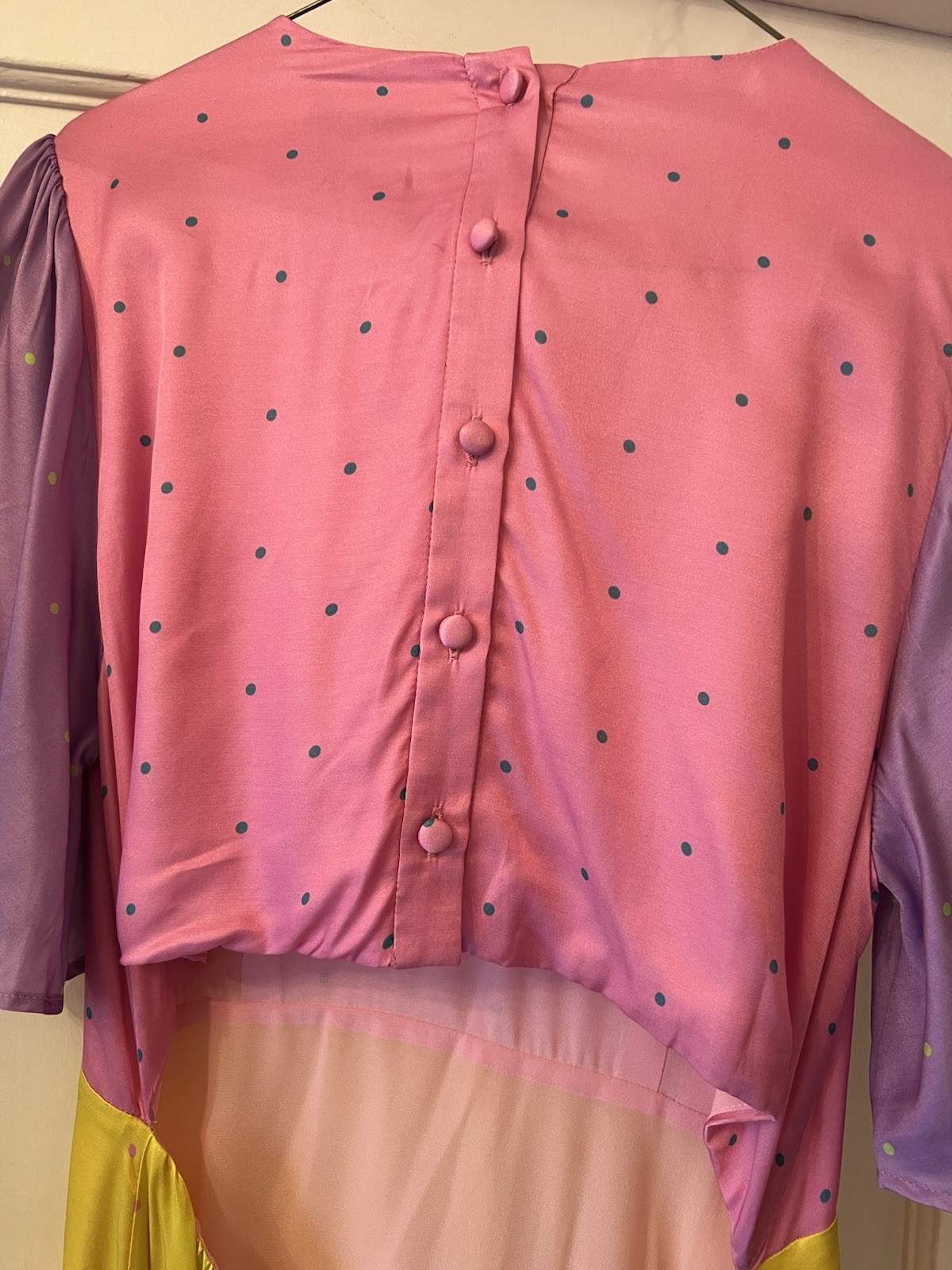 New Olivia Rubin Fleur Polka Dot Silk Mix Satin Print Midi Dress,UK 14