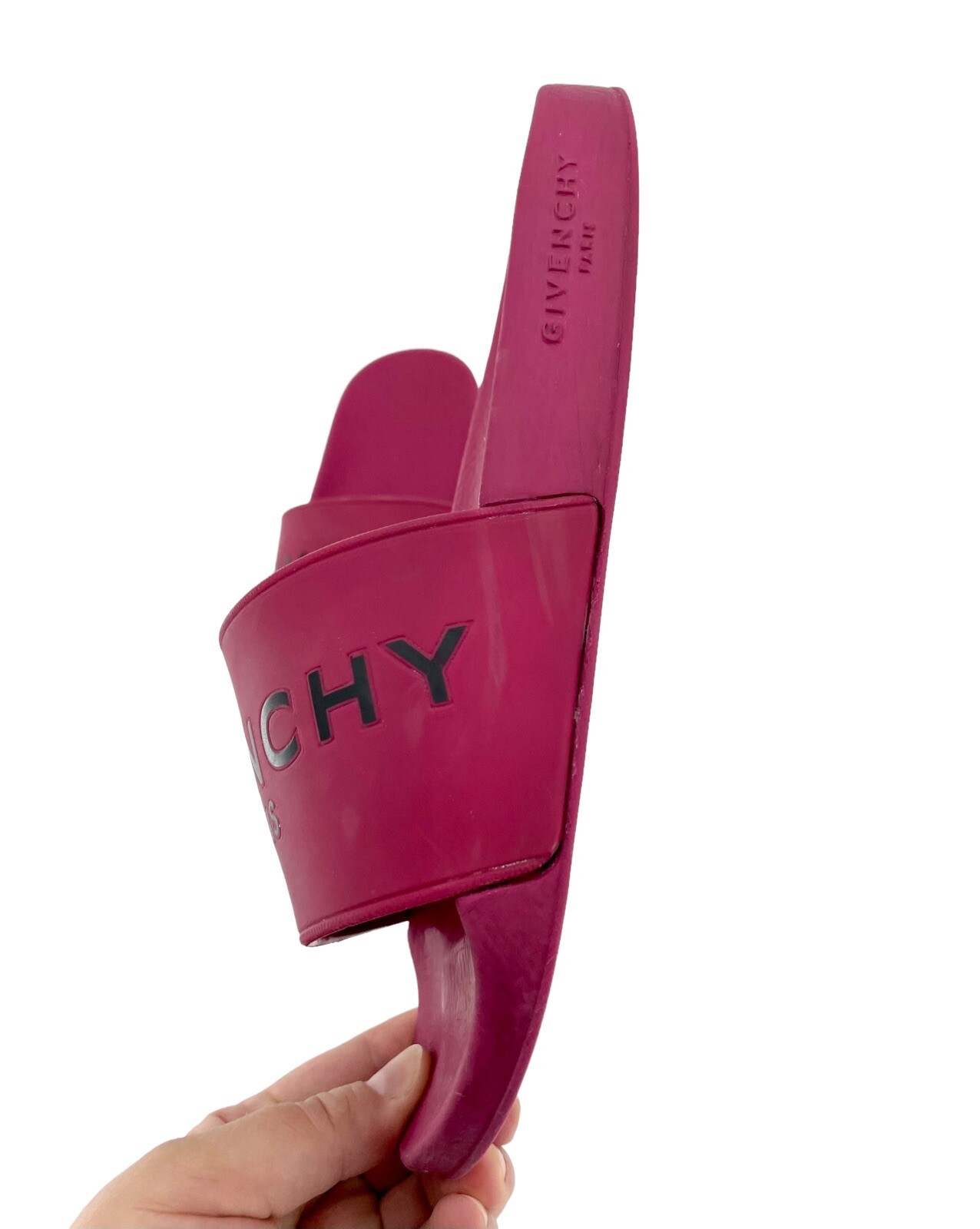 Givenchy Berry Red Slide Sandals Synthetic Rubber SZ 37 EU SH04