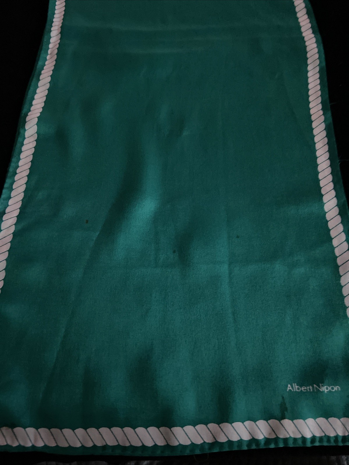 Beautiful Vintage Albert Nipon Turquoise And White Scarf 10 X 54”￼