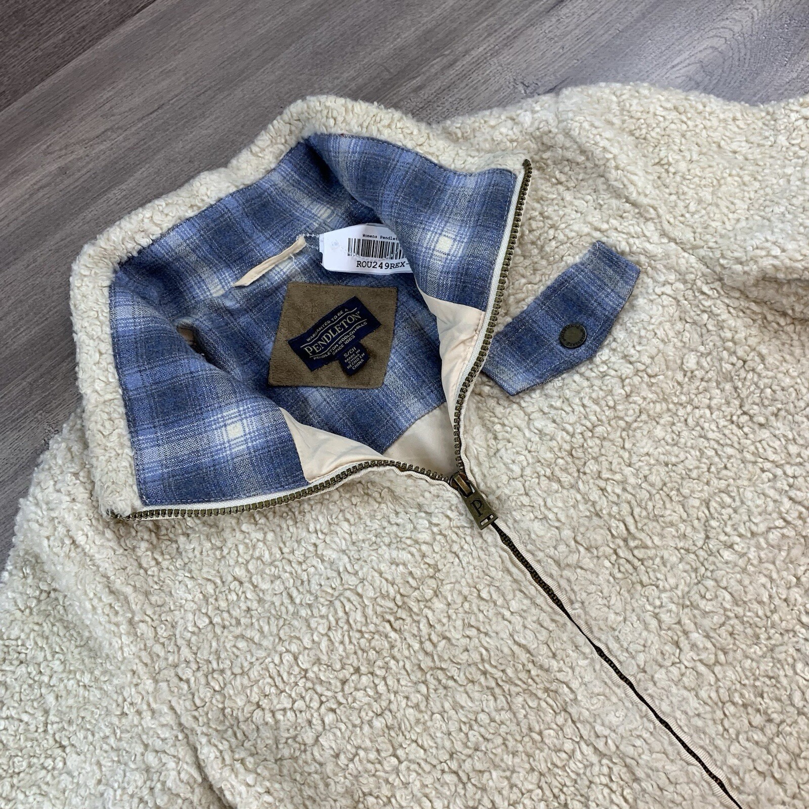 NWT Pendleton Full Zip Sherpa Jacket Women’s Small Beige Fleece Deep Pile Teddy