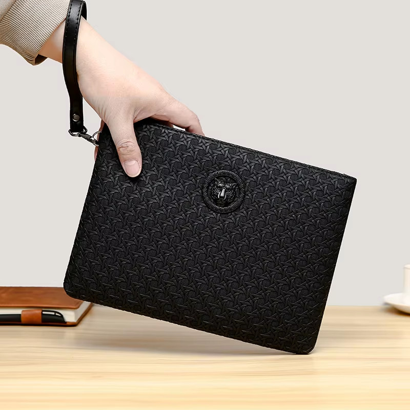 Fashion Business Men Day Clutch Durable Soft PU Leather Money Handbag Casual Mal