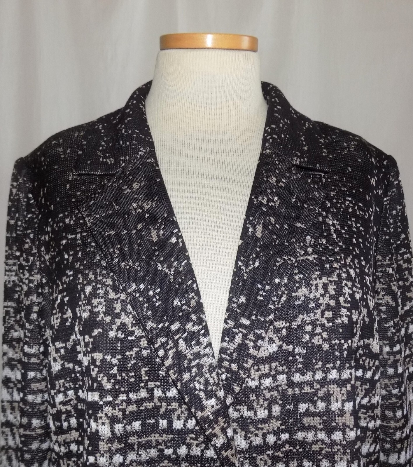 Misook Brown-Multi Abstract Patterned 1-Button Acrylic Blend Knit Jacket XL NEW