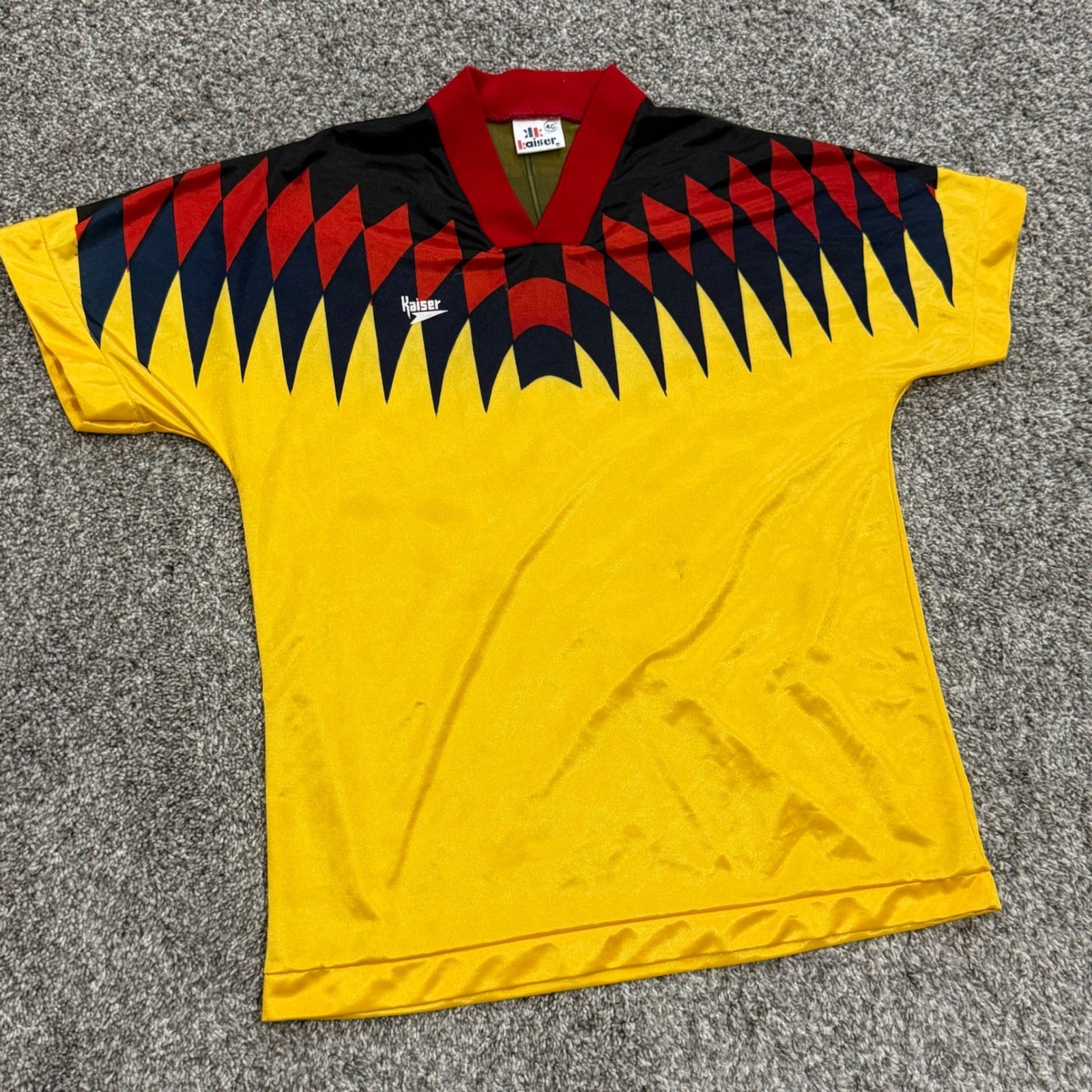 Vintage 80s Kaiser Soccer Jersey Size 40 Geometric Sportswear Retro Mens L