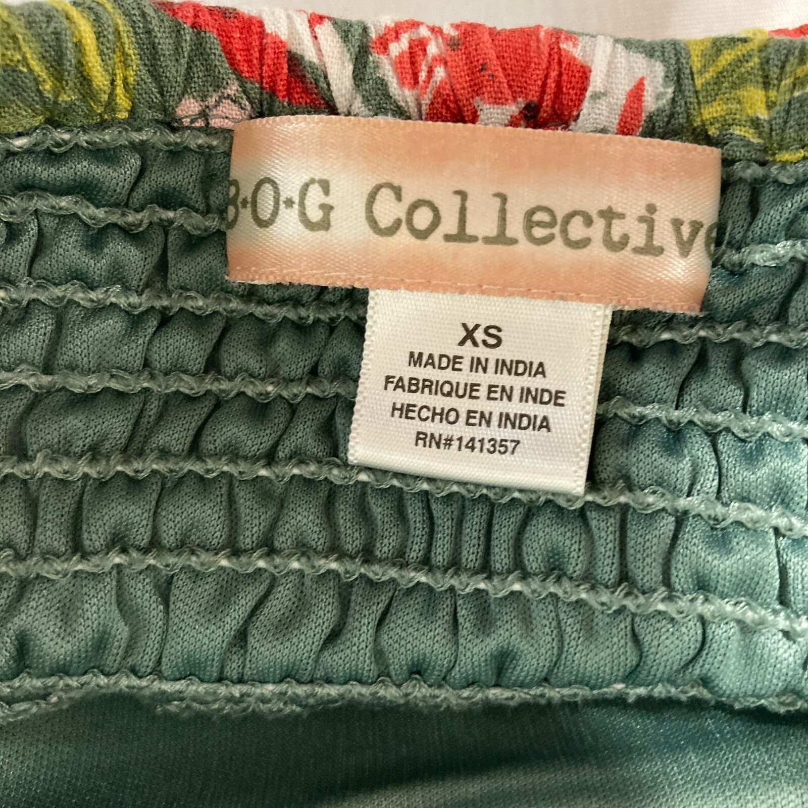 BOG Collective Sz XS Floral Bustier Crop Top Gathered Stretchy Adjustable Straps