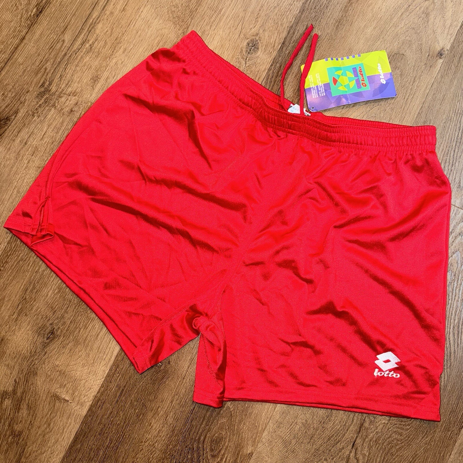 Vtg 90s Lotto Soccer Shorts Mens XL Wet Look Shiny Polyester Glanz Dazzle NOS
