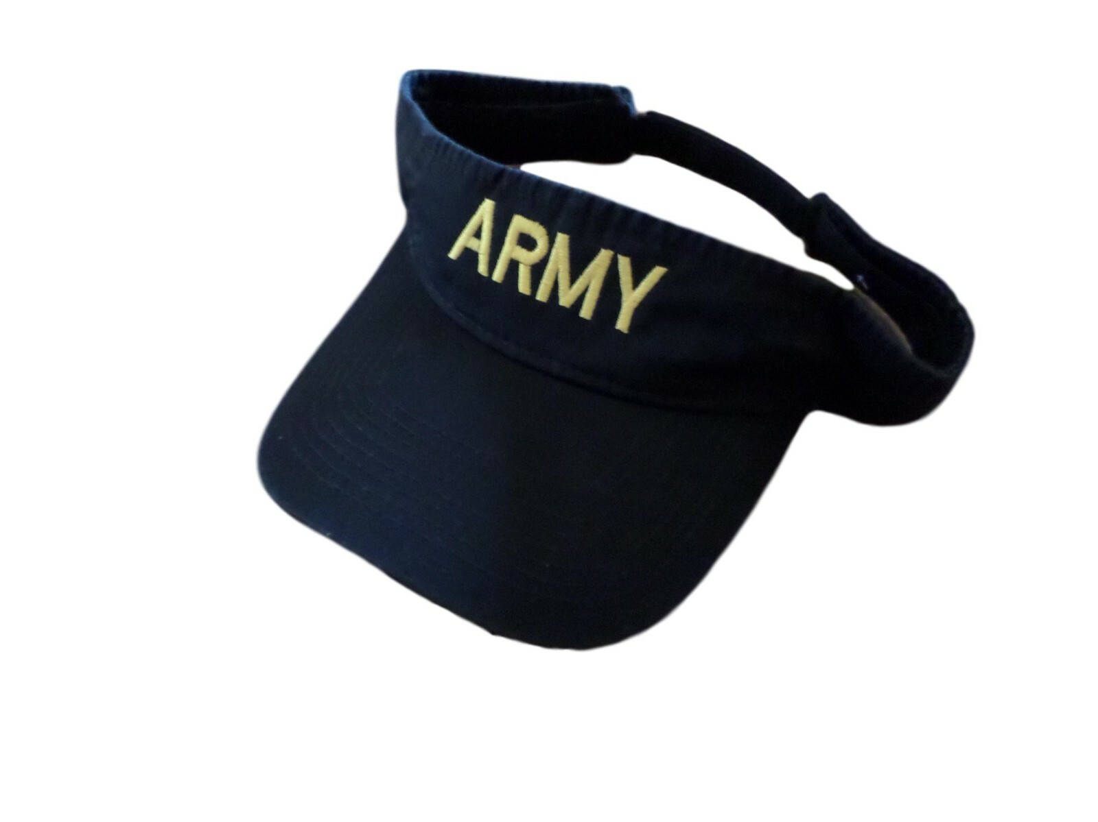 U.S ARMY SUN VISOR CAP BLACK HAT WITH EMBROIDERED YELLOW ARMY