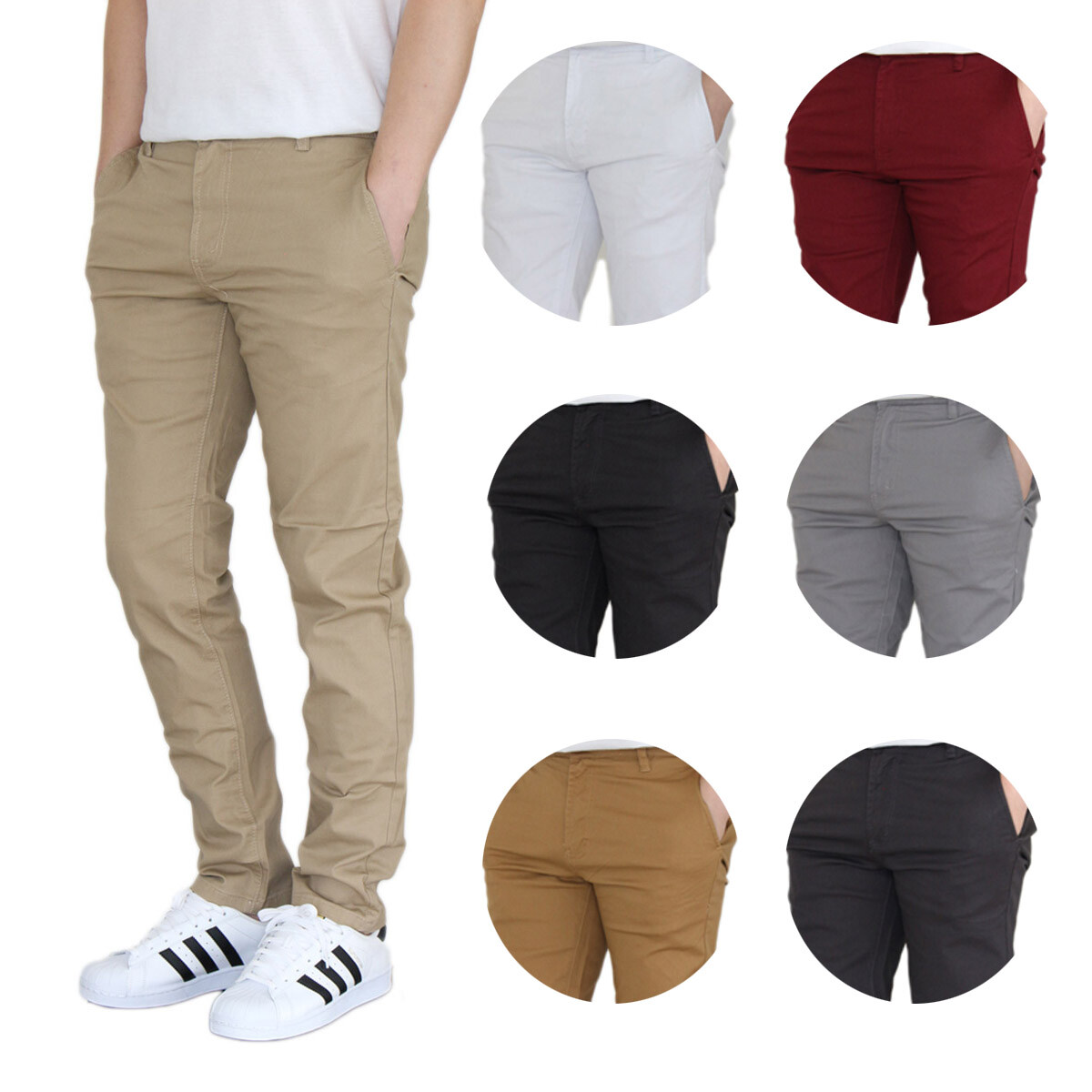 UX MEN’S 9 COLORS CHINO TWILL STRETCH SKINNY PANTS (SIZE 28-44) ***FAST SHIP