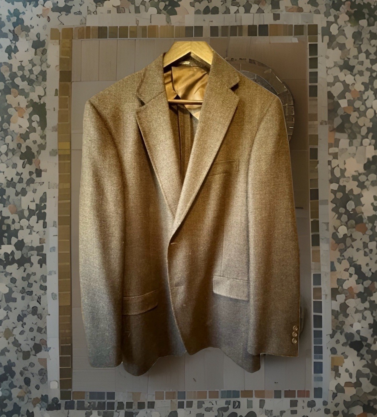Hart Schaffner Marx Men’s 44R Brown Houndstooth Wool Blend Sport Coat 2Btn