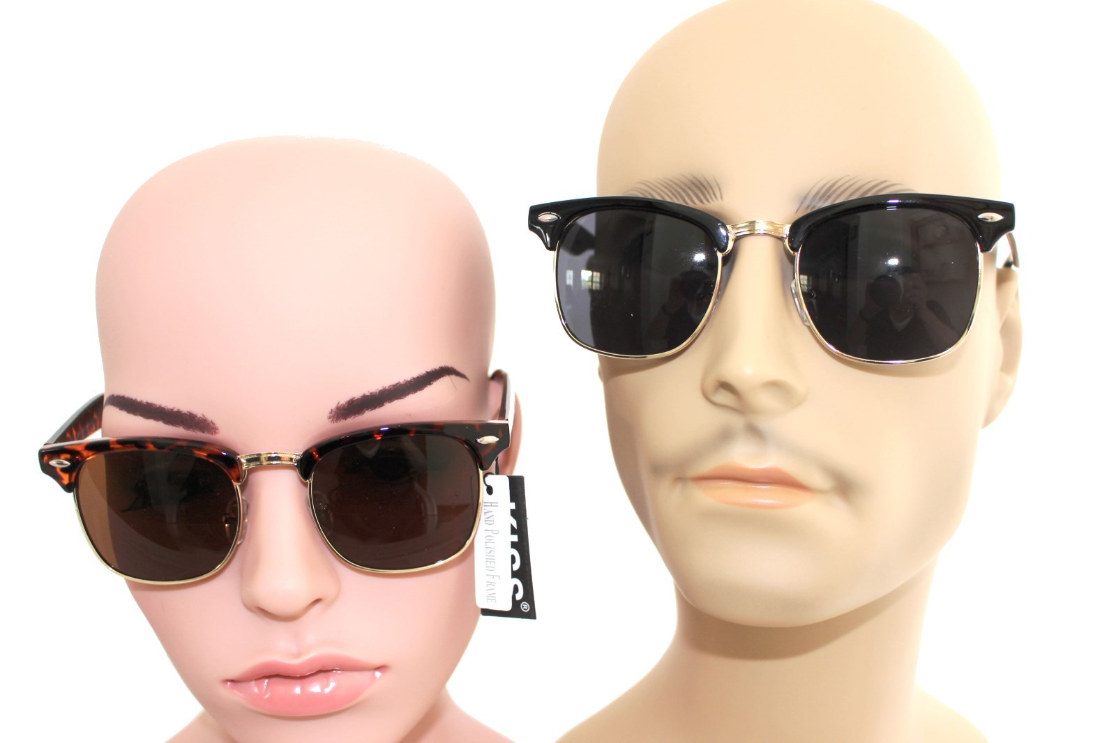 HORNRIM BROWLINE SUNGLASSES – BLACK & SILVER OR BROWN TORTOISE SHELL & GOLD
