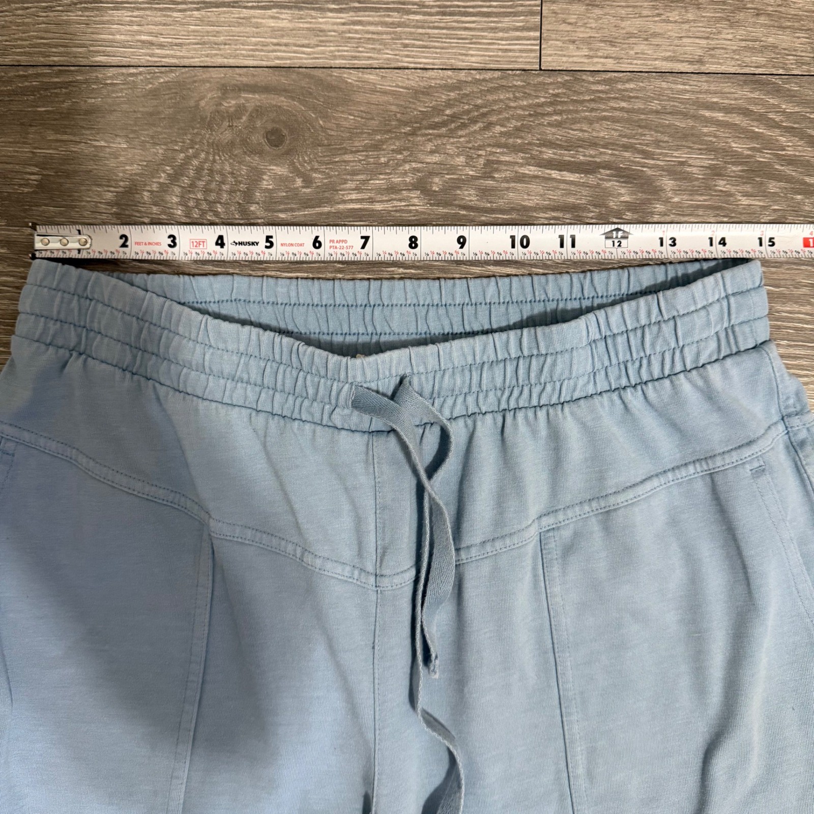 Rae Mode Women Cotton Blend Pants Siz L Light Blue Wide Leg Lounge Elastic Waist