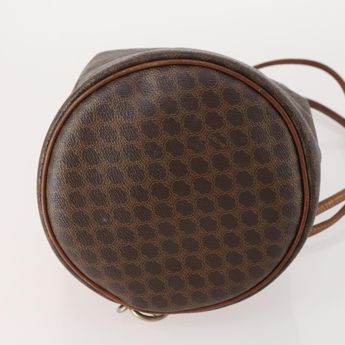 CELINE Macadam Canvas Purse Backpack PVC Leather Brown Gold Auth 174718