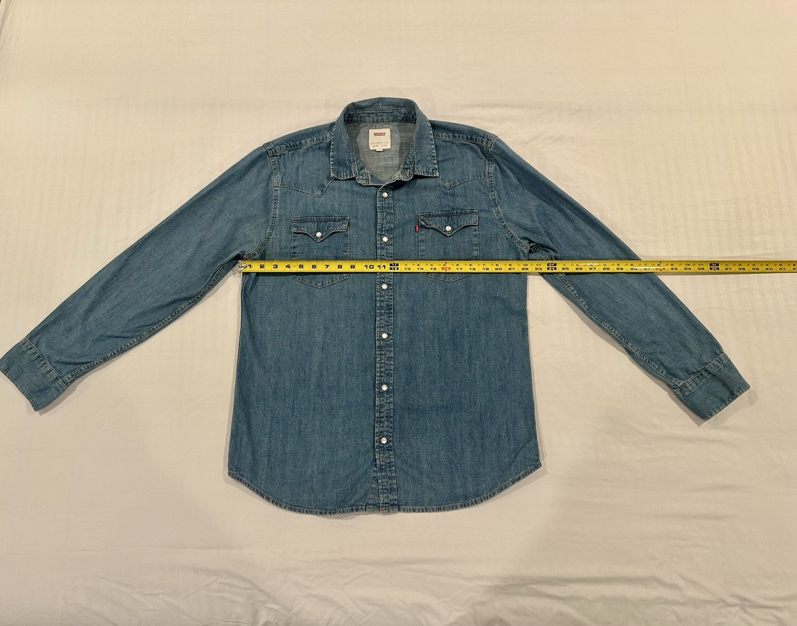 Levi’s 3LYLW2262 Men’s Large Denim Western Shirt Pearl Snap 100% Cotton