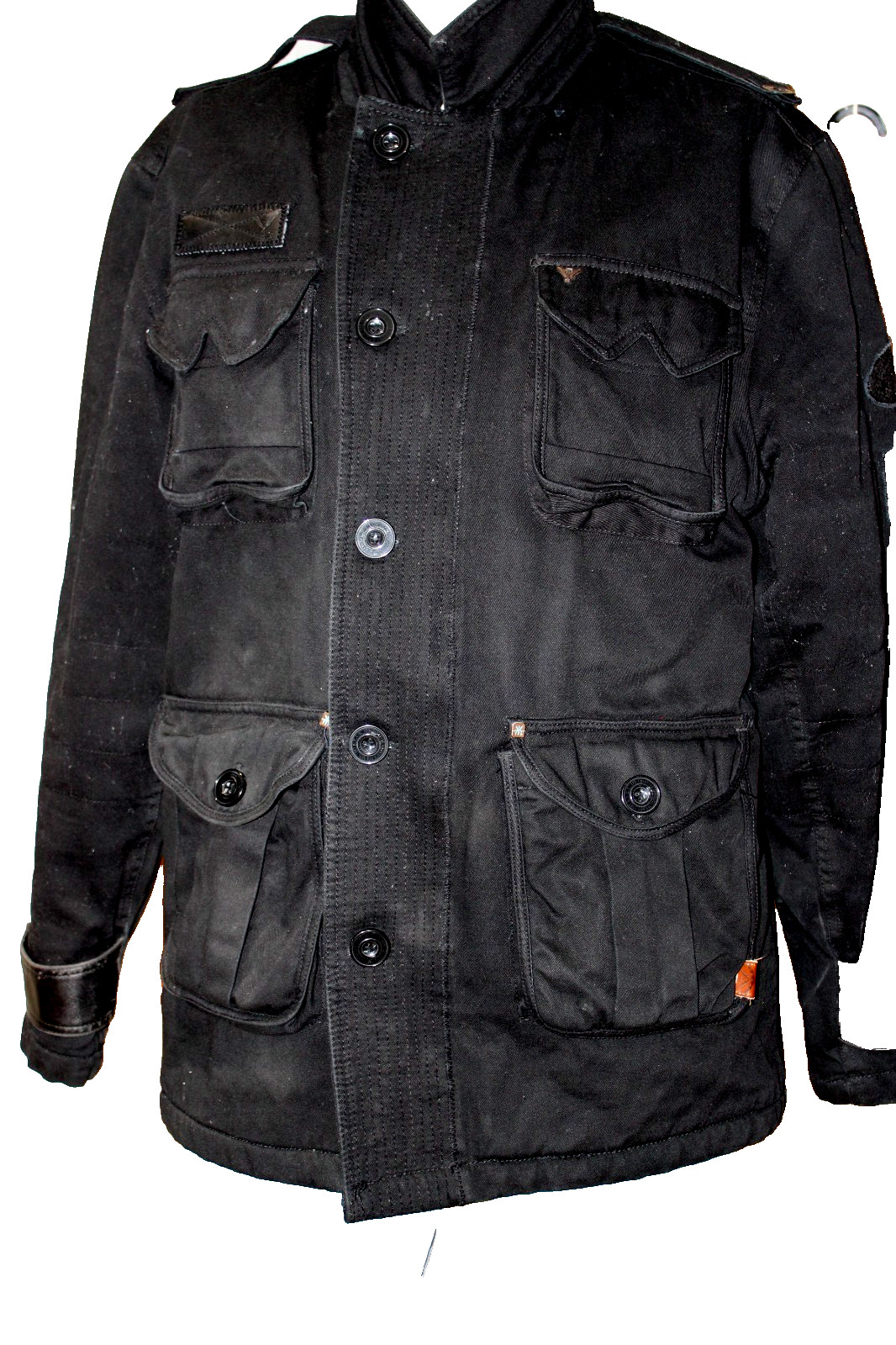 T F G Creative Garments Men Canvas Jacket SZ L Black 4 Pockets Insulated Casual