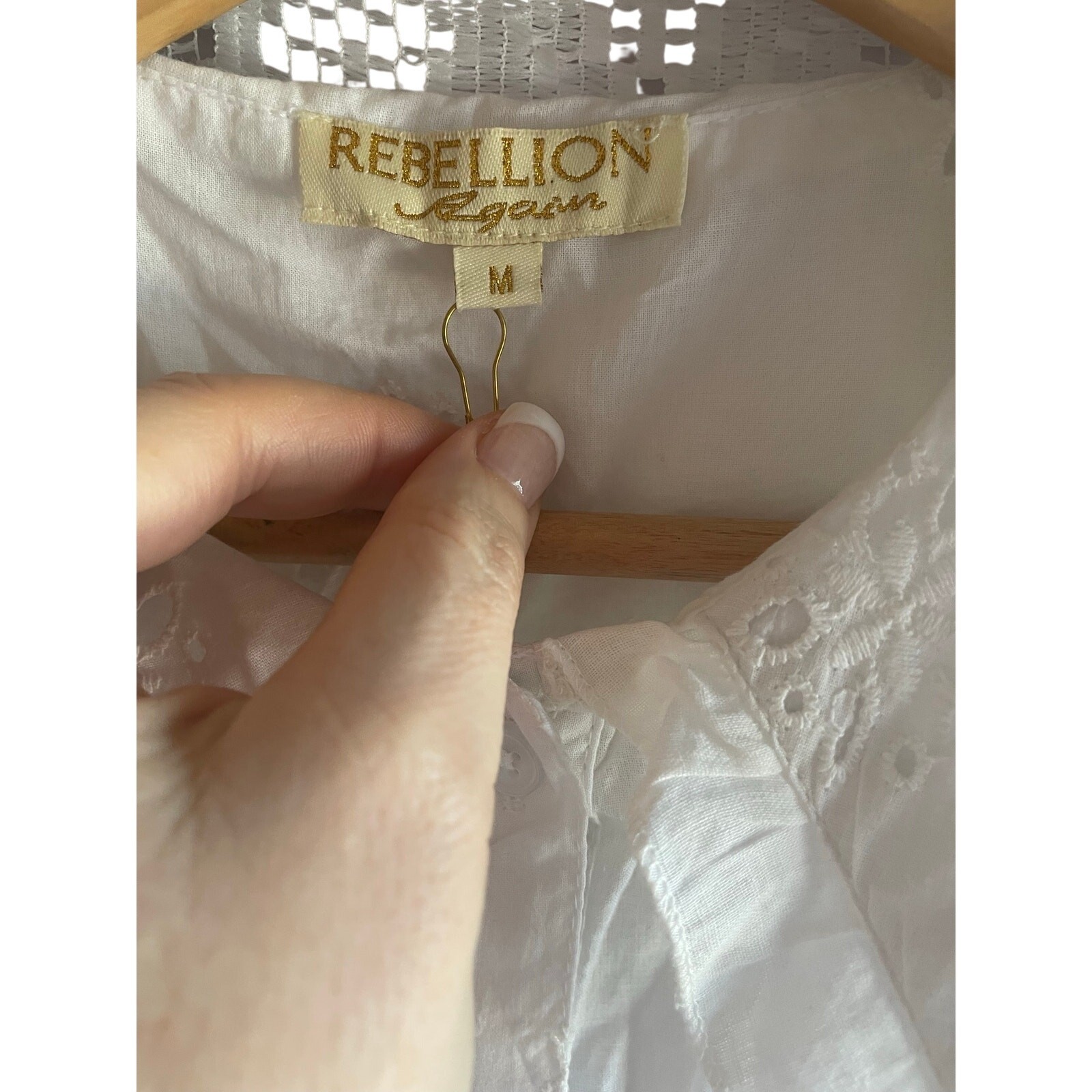 Cropped Cotton Eyelet Blouse MEDIUM Bright White NWT!