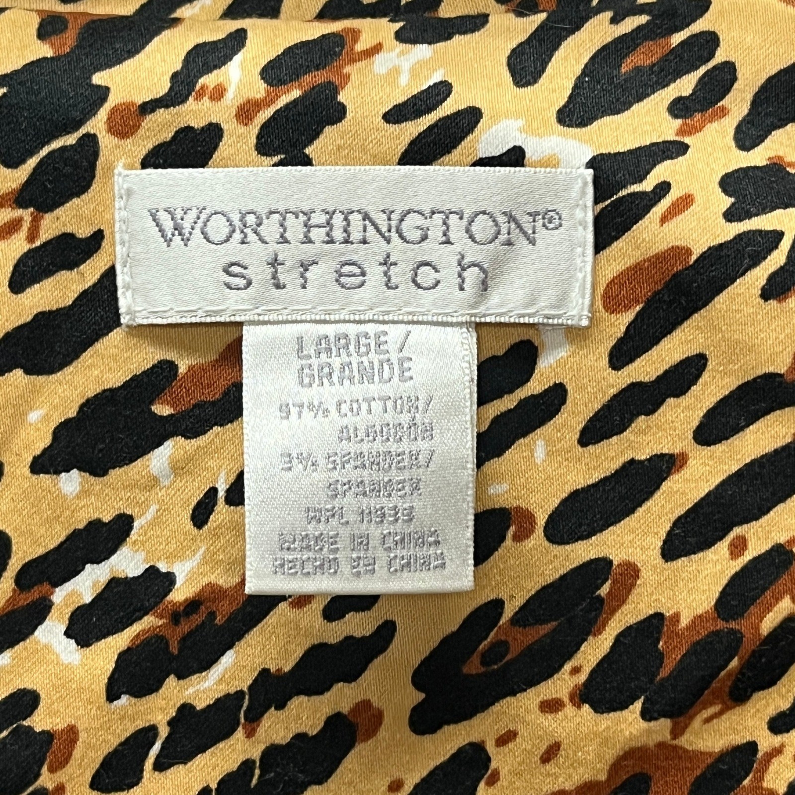 Worthington Stretch Leopard Print Trench Coat Jacket Cheetah Large Mobwife Chic