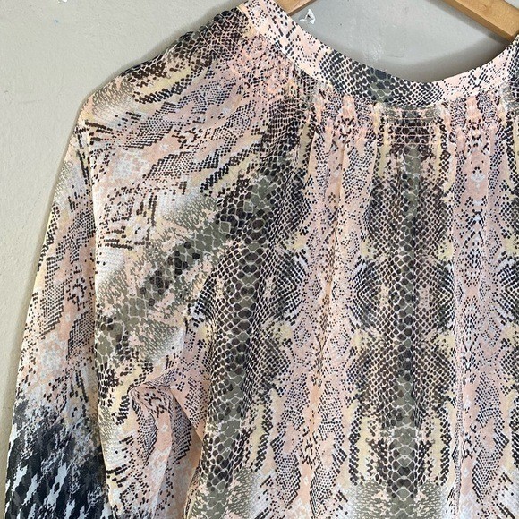 Bar III Women’s Blouse Snake Print Semi Sheer Bohemian Size Medium