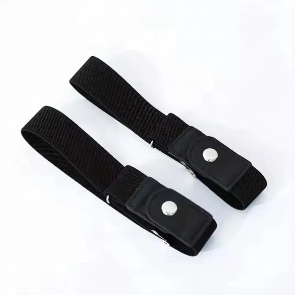 2 Pack No Buckle Elastic Belt Invisible Loop Belt for Jeans Pants