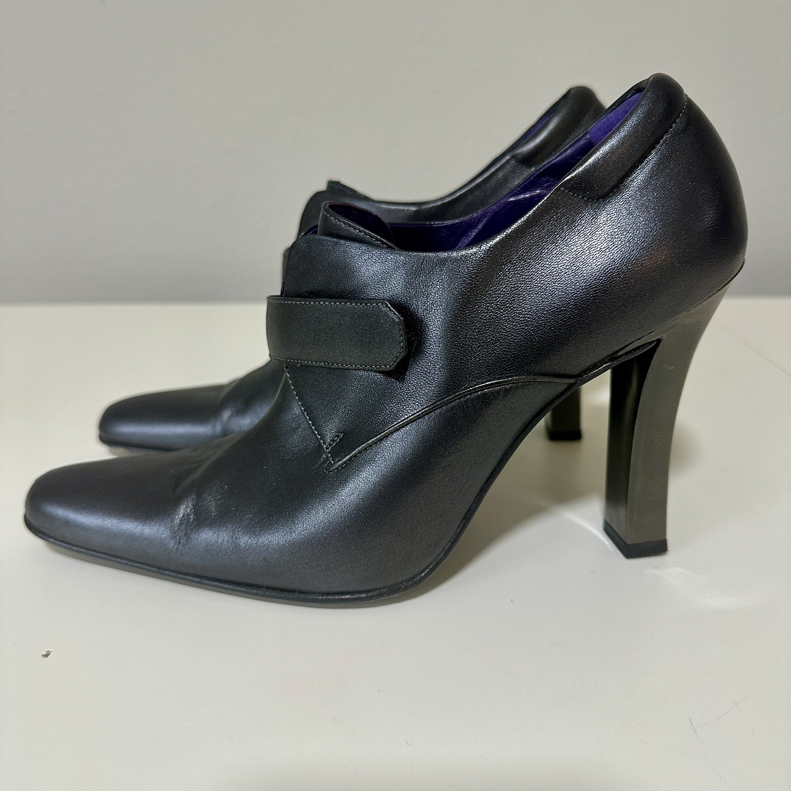 Ralph Lauren Heeled Mary Jane Leather Heels Pumps Shoes Black Size 8.5