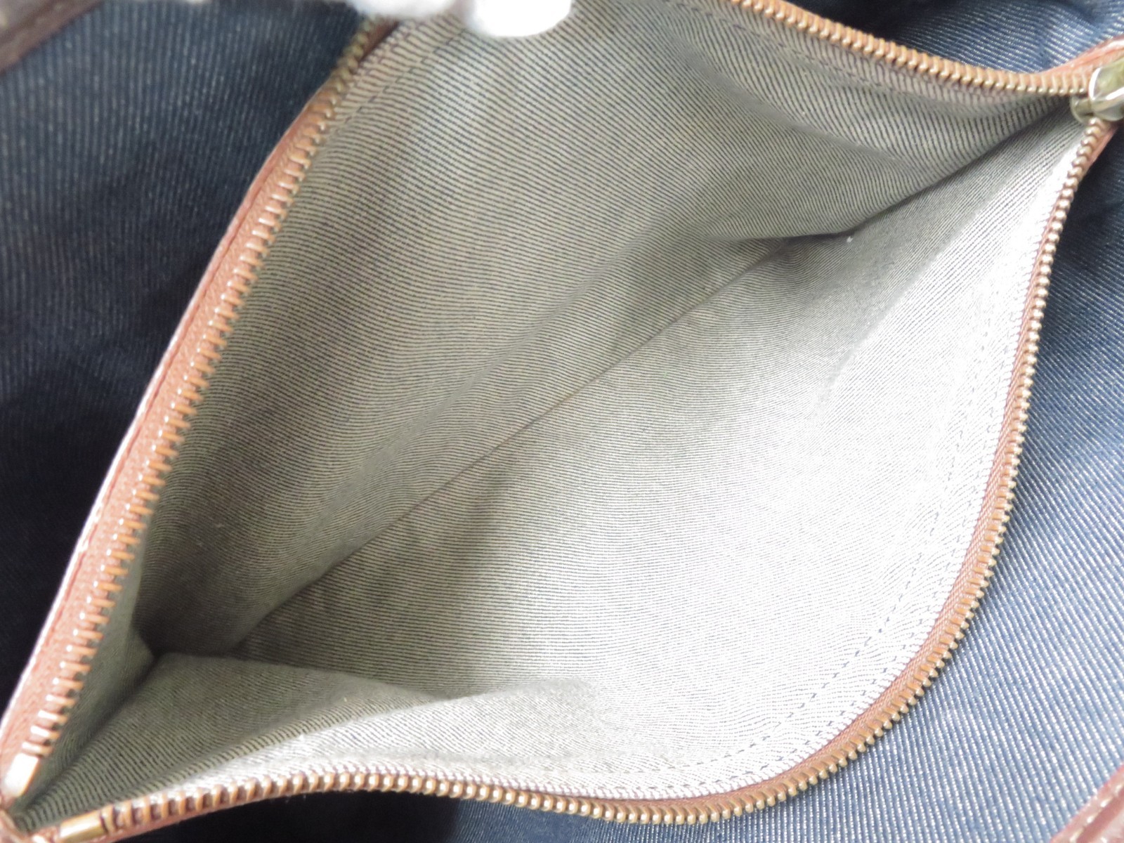 Authentic CELINE Denim Paris Macadam Canvas Leather Boogie Bag Hand Bag I#50347
