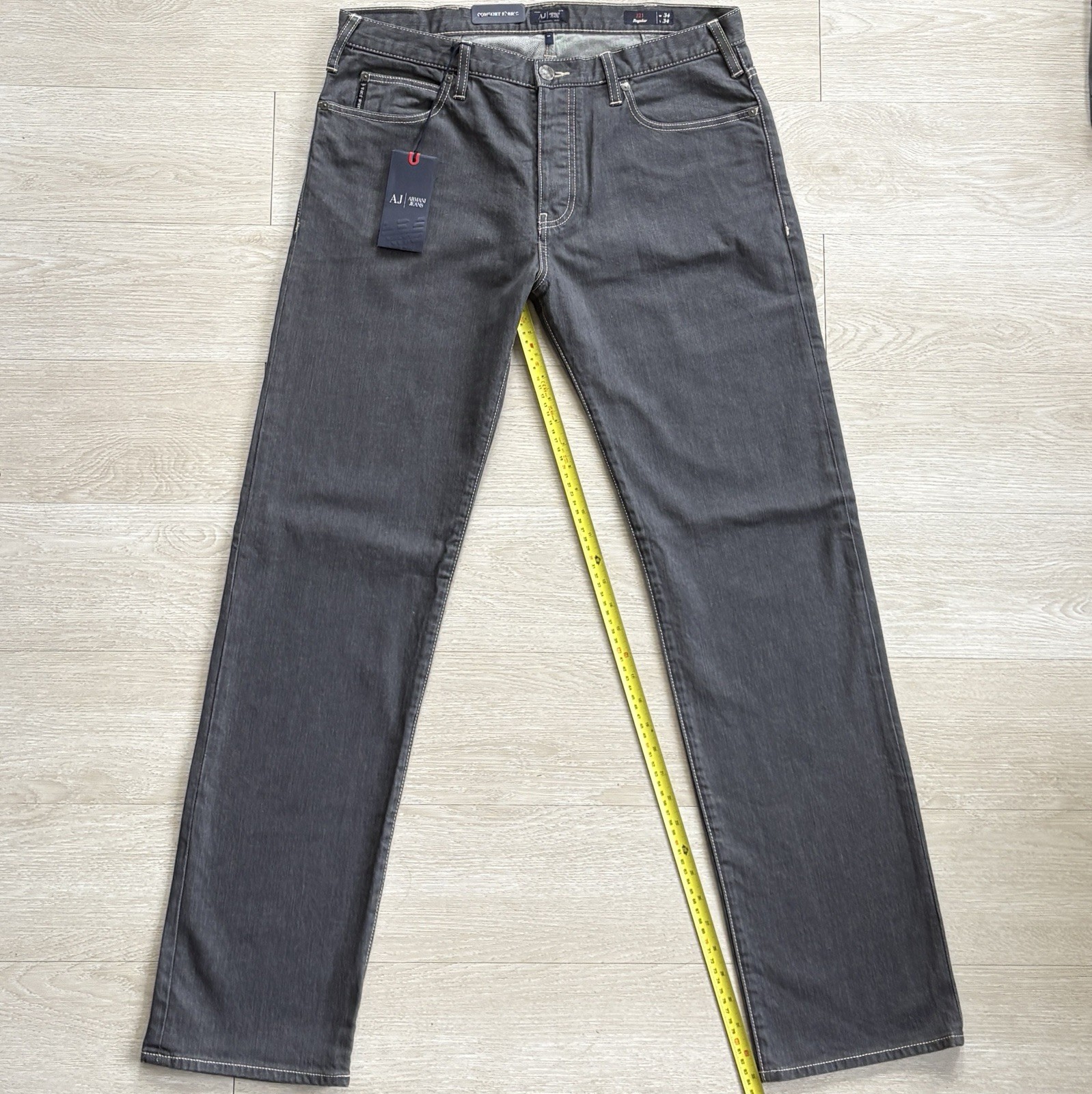 BNWT Emporio Armani Jeans J21 Regular Fit Stretch Denim W34 L34 Grey Mens