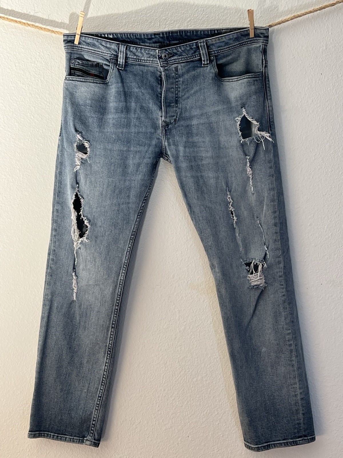 Diesel Safado Jeans Mens 38 Straight Leg Premium Stretch Distressed Denim VTG