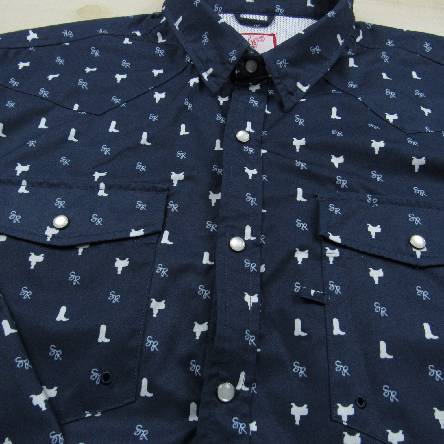 Saddle Rags Shirt Men Large Blue Pearl Snap Vented Outdoor Performance