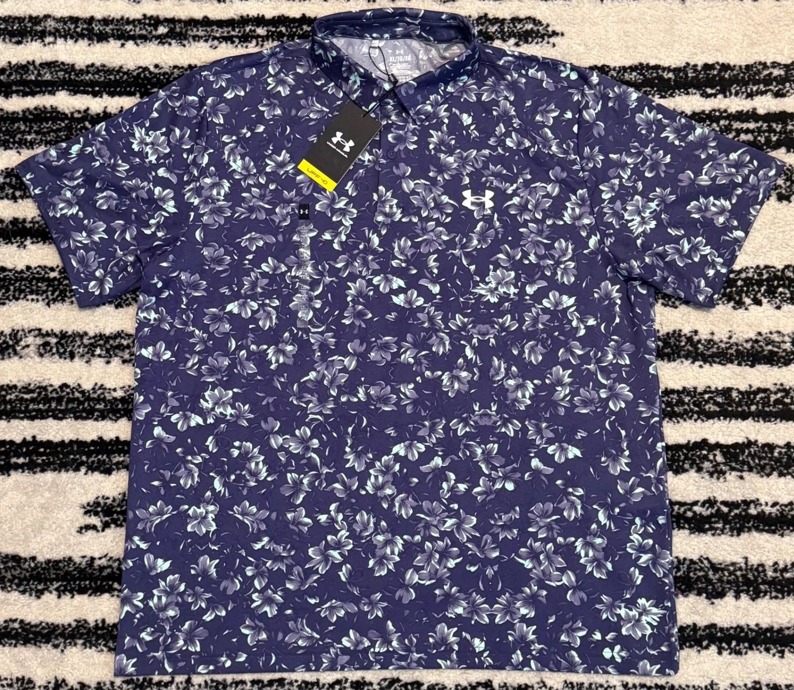 Under Armour Matchplay Printed UPF 40 Polo Golf Shirt Floral Purple Men’s L-XXL