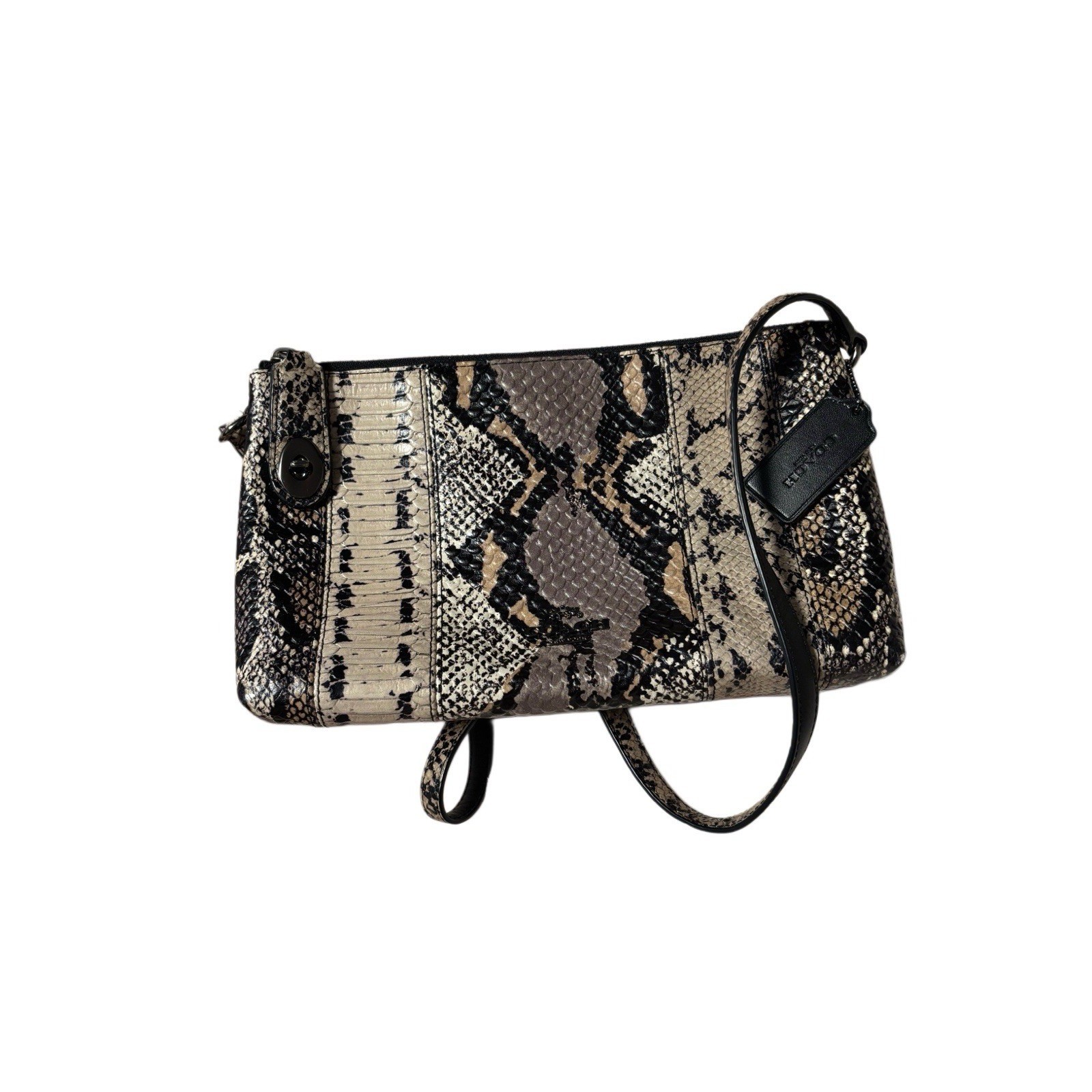 Coach Exotic Embossed Leather Crosby Crossbody Shoulder Bag 37172, Double Zipper