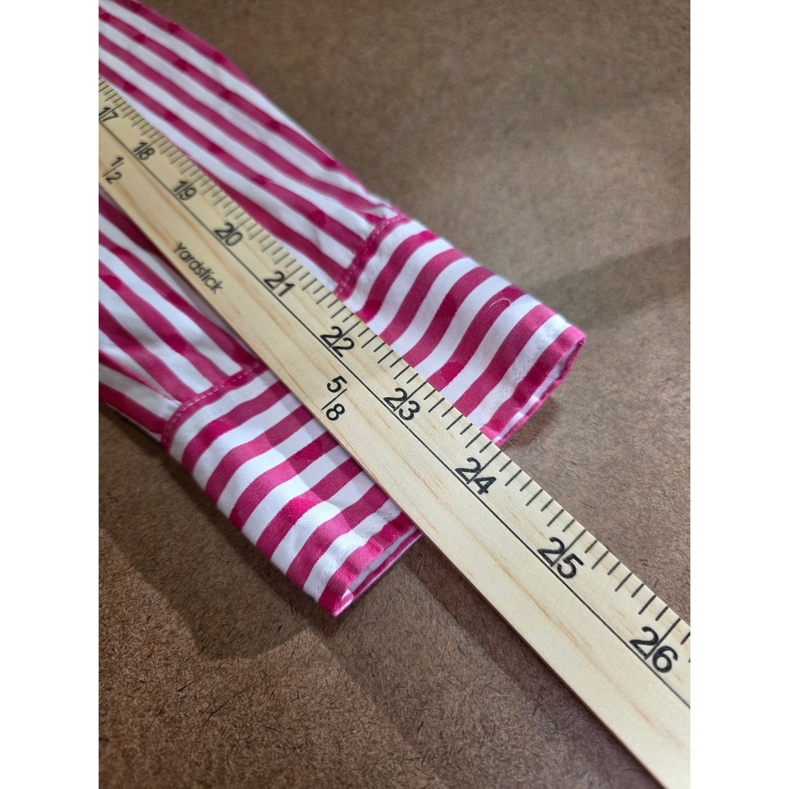 Vineyard Vines Pink White Striped Ruffle Front Button Down Shirt Womens 10