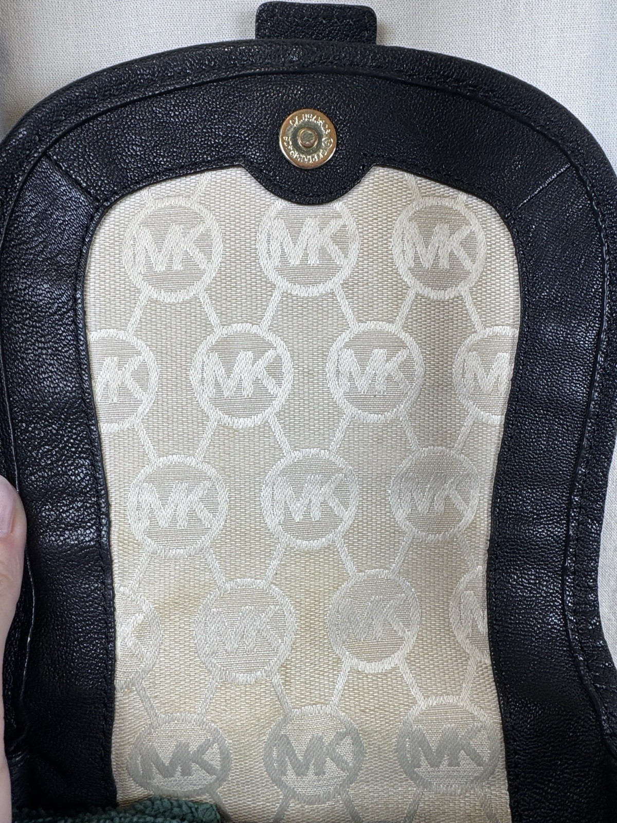 Michael Kors Black Leather Small Saddle Crossbody Bag Gold Buckle