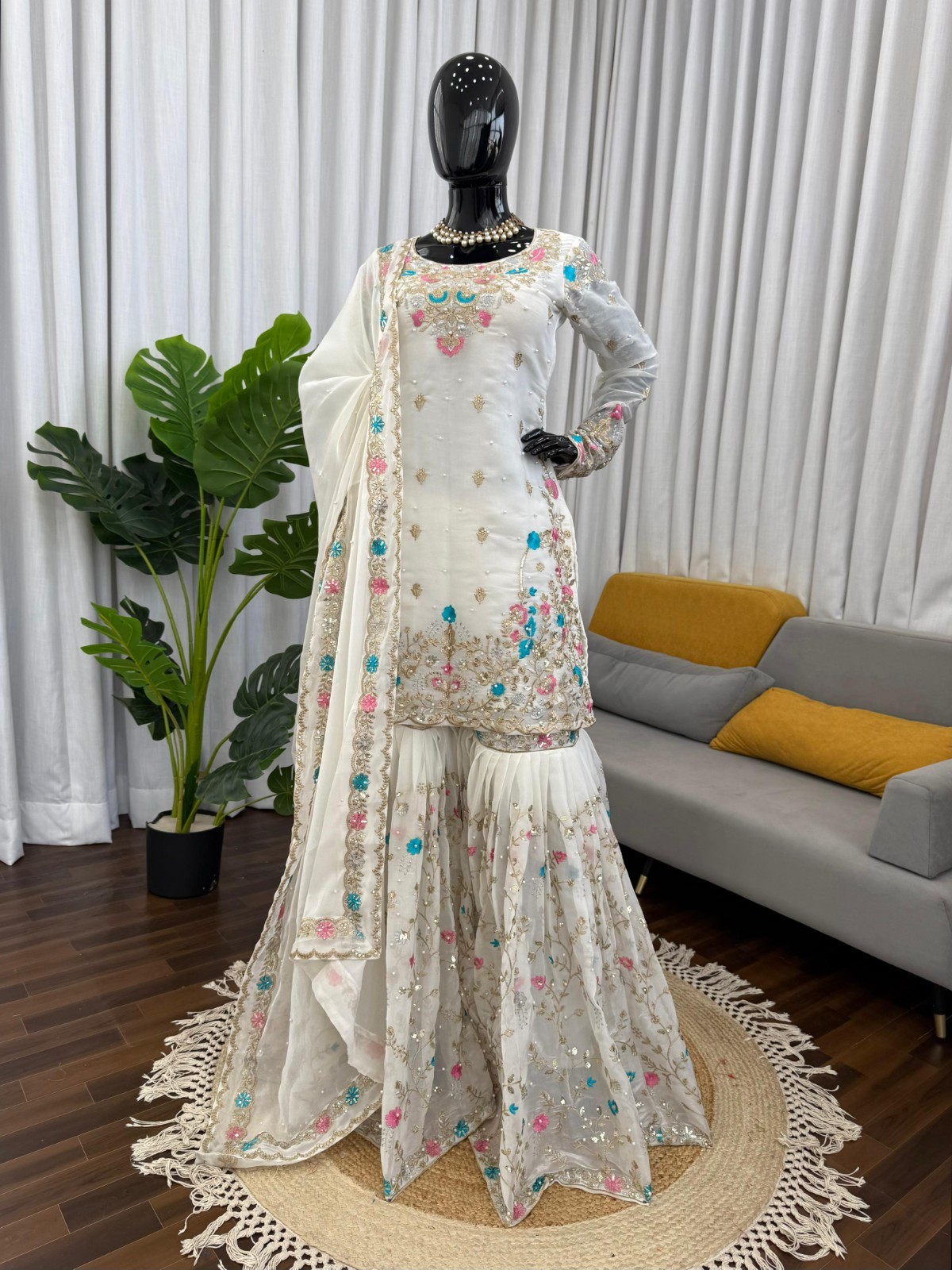 SALWAR KAMEEZ PAKISTANI INDIAN WEDDING PARTY WEAR DRESS BOLLYWOOD SUIT SHARARA