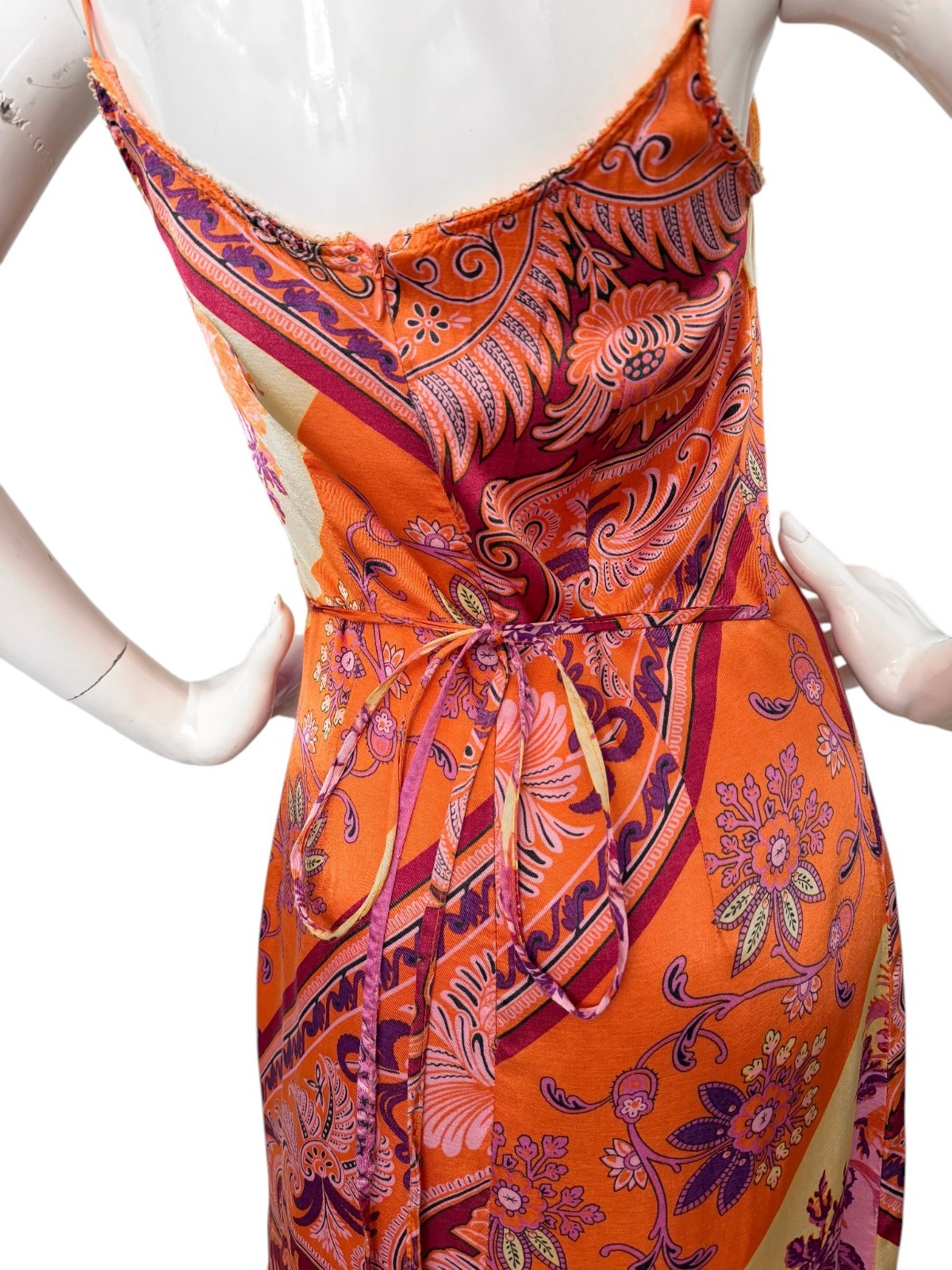 Morgan De Toi Y2K Vtg Scarf Handkerchief Satin Asymmetric Dress Size 3 Small