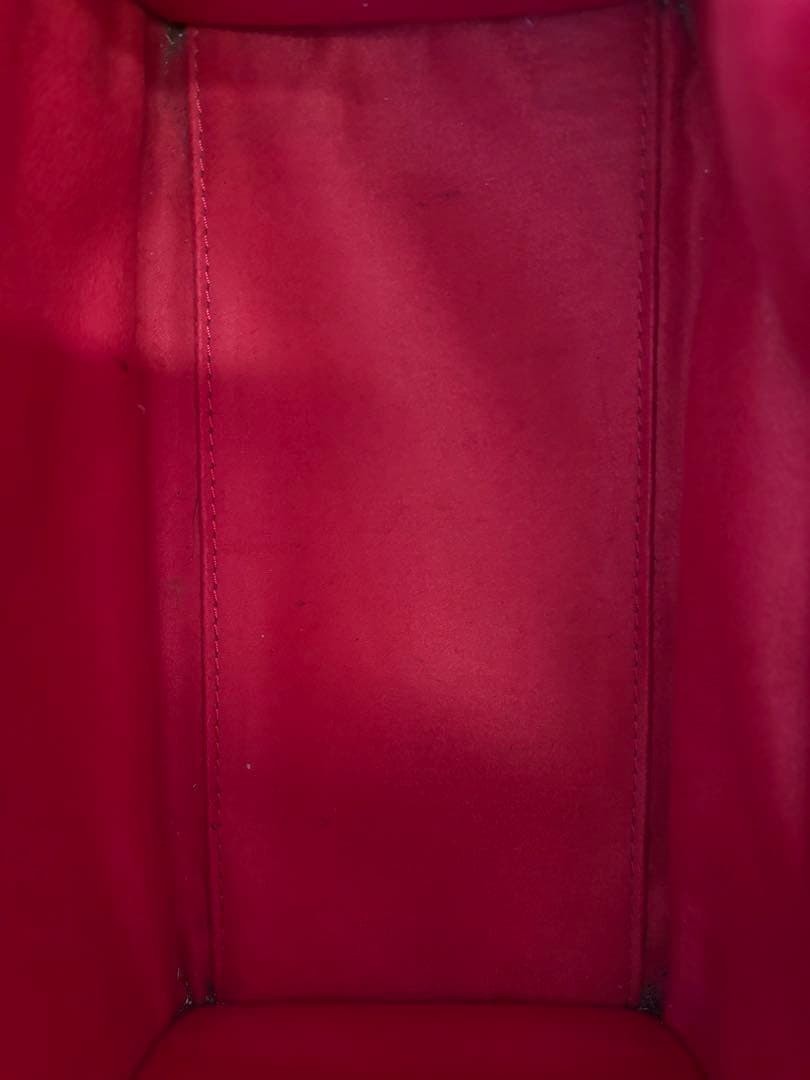 CELINE Micro Luggage Tote Bag Red Grained Drummed Calfskin Leather Handbag