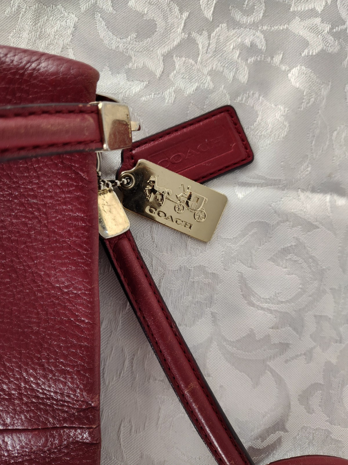 Coach H1369 26224 Madison Phoebe Pebbled Red Leather Shoulder Tote Bag ST48