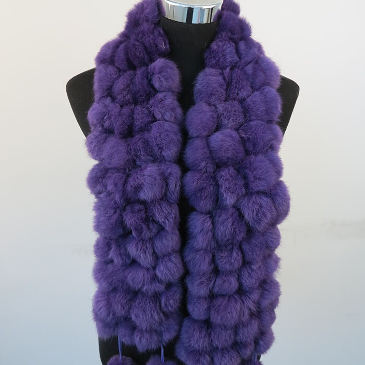 100% real rabbit fur pom poms scarf/ cape/ wrap 7 wonderful color available