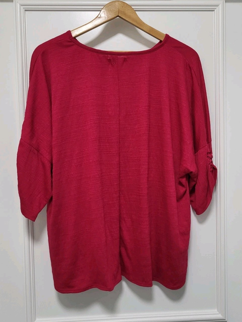 New Max Studio Raspberry Relaxed 3/4 Sleeve Lightweight Top Sz 2X